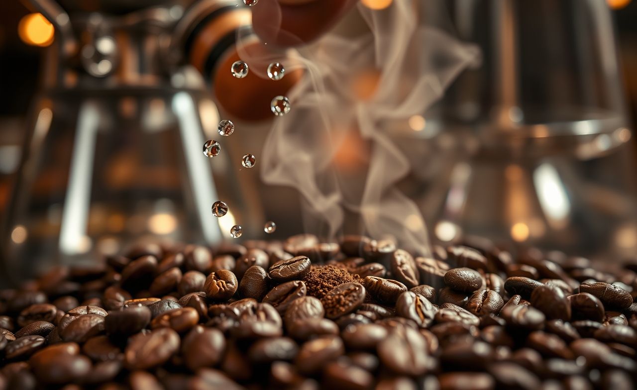 Descubra a magia da pré-infusão: grãos de café se expandindo, envoltos em vapor aromático e prontos para uma experiência única. pré-infusão no café