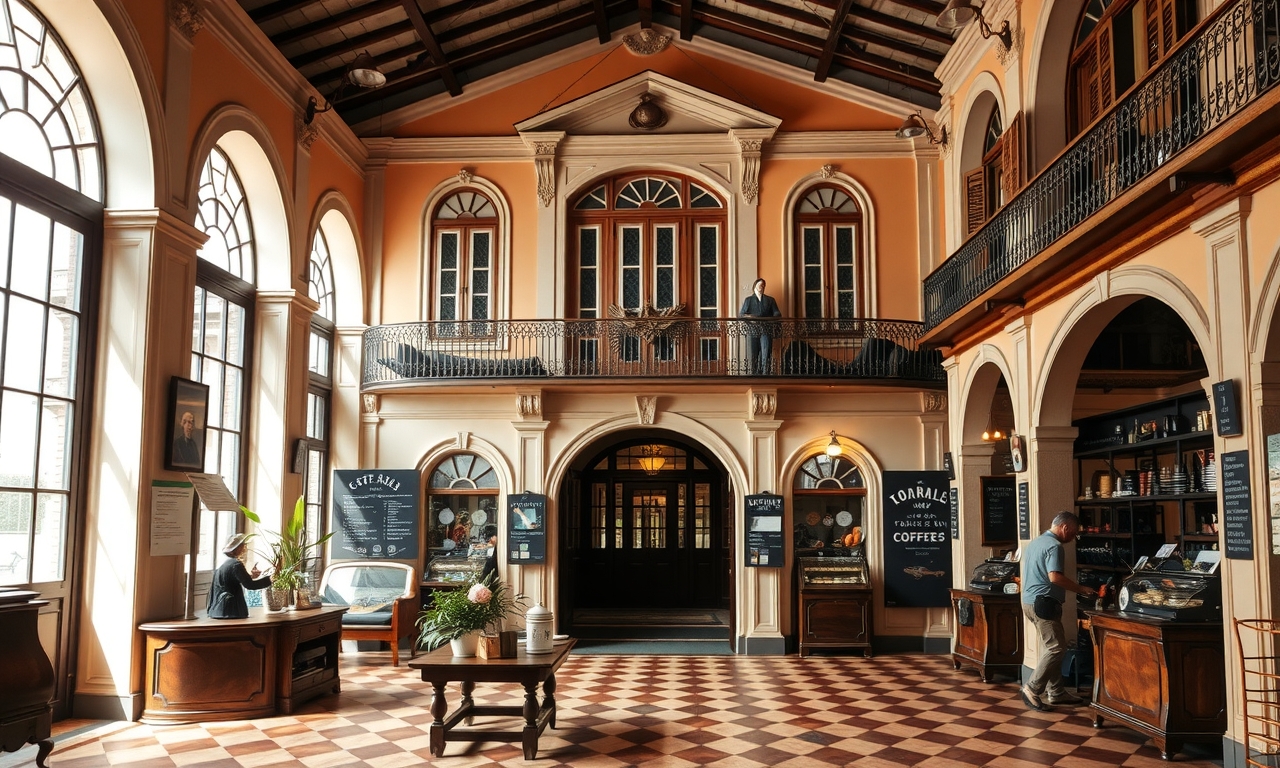 Explore o charme do Museu do Café em Santos, com sua arquitetura elegante do século XX e detalhes que contam a história do comércio de café no Brasil. Museu do Café de Santos