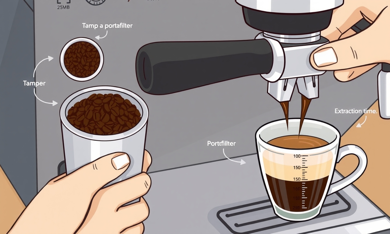 Processo detalhado de preparo de espresso, revelando técnicas profissionais de extração com máquina, moagem e equipamentos especializados. Processo detalhado de preparo de espresso, revelando técnicas profissionais de extração com máquina, moagem e equipamentos especializados.