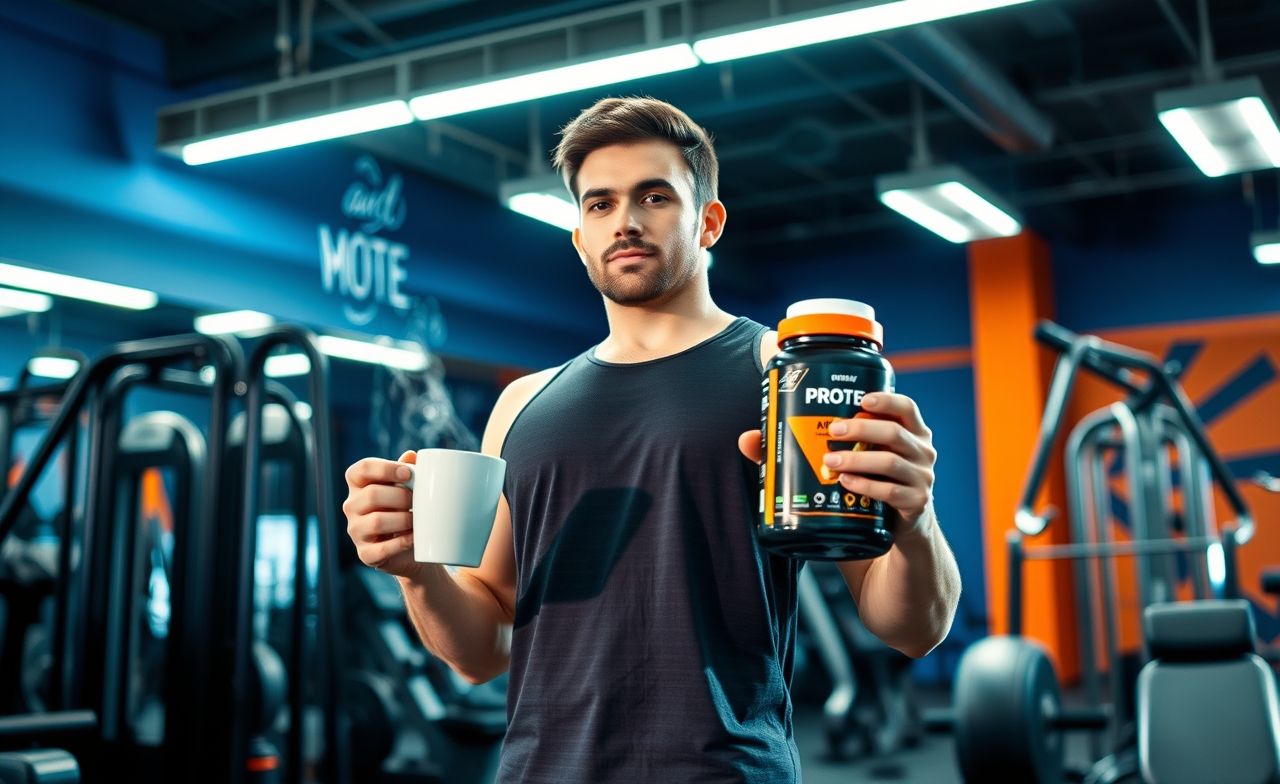 Prepare-se para o treino com energia! Café e suplemento em mãos, foco e determinação na sua jornada fitness. Prepare-se para o treino com energia! Café e suplemento em mãos, foco e determinação na sua jornada fitness.