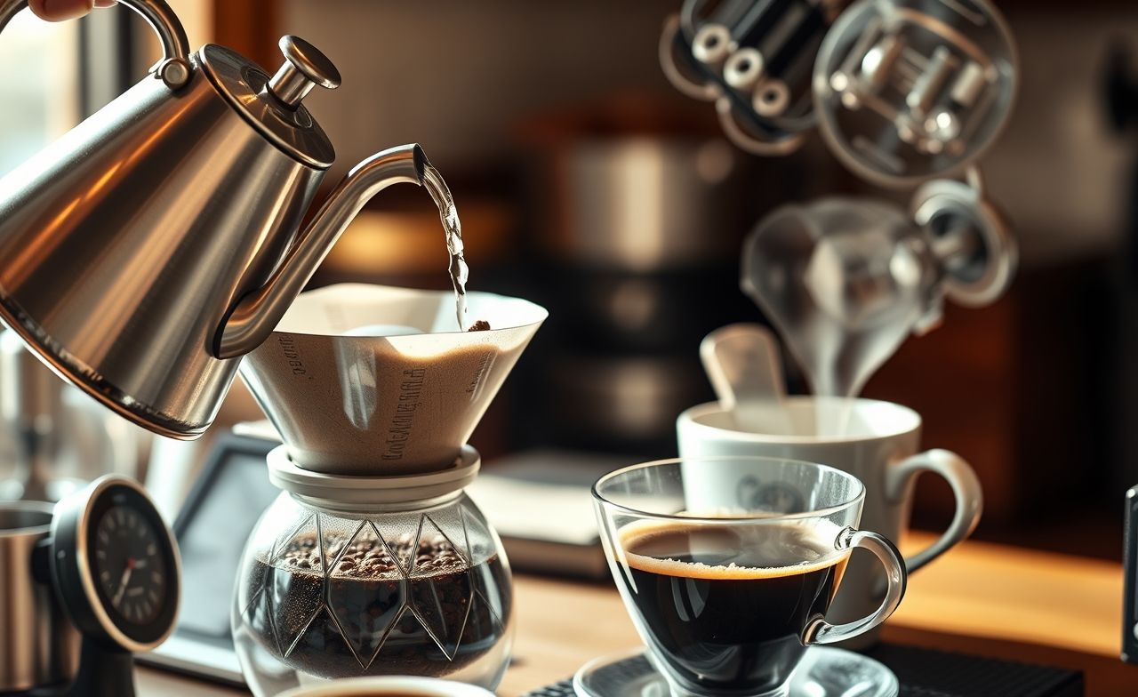 Domine a arte do pour-over: água na temperatura ideal, equipamento preciso e um café aromático e encorpado. Perfeição em cada gole. Domine a arte do pour-over: água na temperatura ideal, equipamento preciso e um café aromático e encorpado. Perfeição em cada gole.