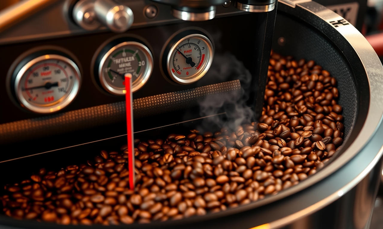 Descubra a arte da torra do café: acompanhe a transformação dos grãos em diferentes estágios de temperatura, com equipamentos precisos e termômetros detalhados. Descubra a arte da torra do café: acompanhe a transformação dos grãos em diferentes estágios de temperatura, com equipamentos precisos e termômetros detalhados.